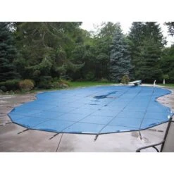Hinspergers - Aqua Master 16 X 32 Rectangle With Center End Step Solid Safety Cover, Blue -AquaDream Pools Aqua Master 16 x 32 Rectangle with Center End Step Solid Safety Cover Blue 1