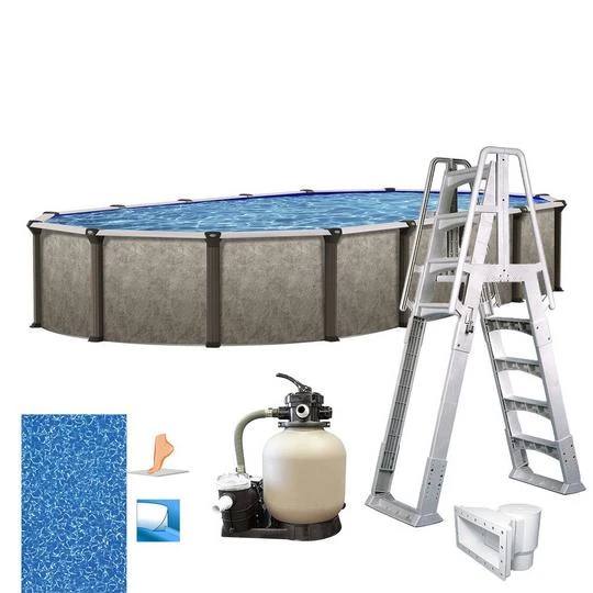 Epic 18'x33' X 52" Oval Above Ground Pool Package 3 Epic 18'x33' X 52" Oval Above Ground Pool Package