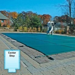 GLI - Original Mesh 16' X 36' Rectangle Safety Cover With 4' X 8' Center End Step, Green -AquaDream Pools Original Mesh 16 x 36 Rectangle Safety Cover with 4 x 8 Center End Step Green 8