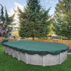 Midwest Canvas - Oval Winter Pool Cover, 12 Year Warranty, Green -AquaDream Pools Oval Winter Pool Cover 12 Year Warranty Green 12