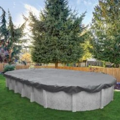 Midwest Canvas - 16' X 25' Oval Winter Pool Cover, 16 Year Warranty, Silver -AquaDream Pools Oval Winter Pool Cover 16 Year Warranty Silver 2