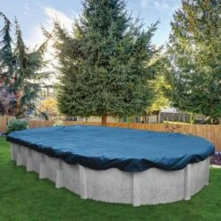 Midwest Canvas - 16' X 32' Oval Winter Pool Cover, 8 Year Warranty, Blue -AquaDream Pools Oval Winter Pool Cover 8 Year Warranty Blue 12