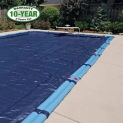 Polar 16' X 32' Rectangle Right Side Step Winter Pool Cover With 13 Blue 8 Ft. Double Water Tubes 11 Polar 16' X 32' Rectangle Right Side Step Winter Pool Cover With 13 Blue 8 Ft. Double Water Tubes -AquaDream Pools Pro Strength Polar Winter Pool Cover 16x32 ft Rectangle with Step Options 9