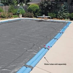 Midwest Canvas - Rectangle Winter Pool Cover, 16 Year Warranty, Silver -AquaDream Pools Rectangle Winter Pool Cover 16 Year Warranty Silver 18