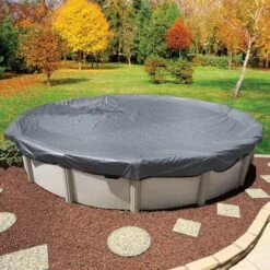 Midwest Canvas - 18' Round Winter Pool Cover, 16 Year Warranty, Silver -AquaDream Pools Round Winter Pool Cover 16 Year Warranty Silver 2